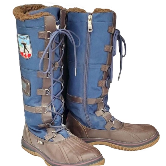 Pajar Canada Navy/Cognac Tall Grip Zip Boots, Size 8/8.5 - Picture 3 of 15